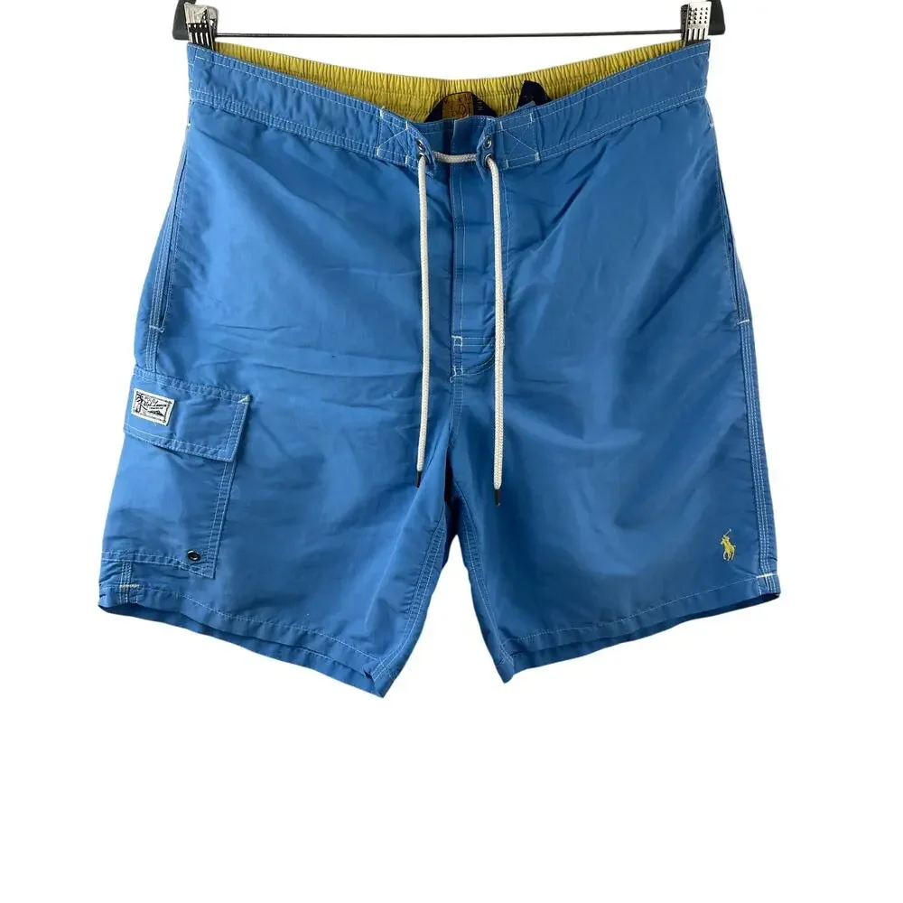 Polo Ralph Lauren Blue Mens Board Swimming Trunk Shorts Mesh Lined Size Medium M